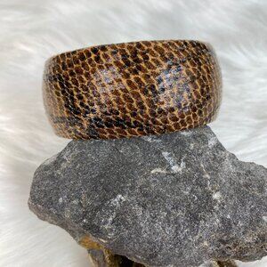 Brown Faux Snakeskin Bangle Bracelet
